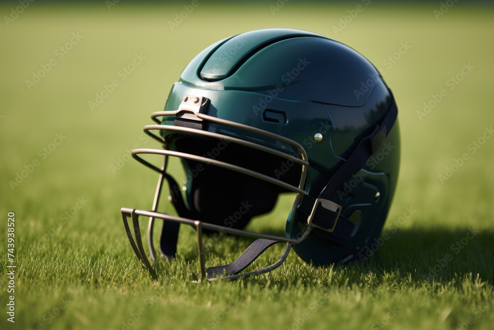 American football helmet on the green lawn. American football helmet on the green lawn.