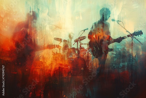 Immerse yourself in the world of creativity and collaboration as a music band performs in a recording studio