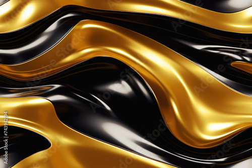 Abstract artistic background with golden and black lines, brushstrokes. Textured background.