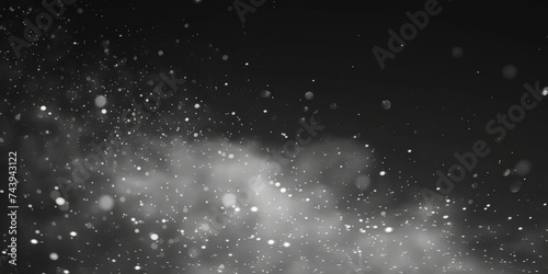 Falling snow On Black Background.white bokeh defocused background, Abstract dark white Christmas festive background,Christmas and New Year background with white glitter of stars,banner poster design