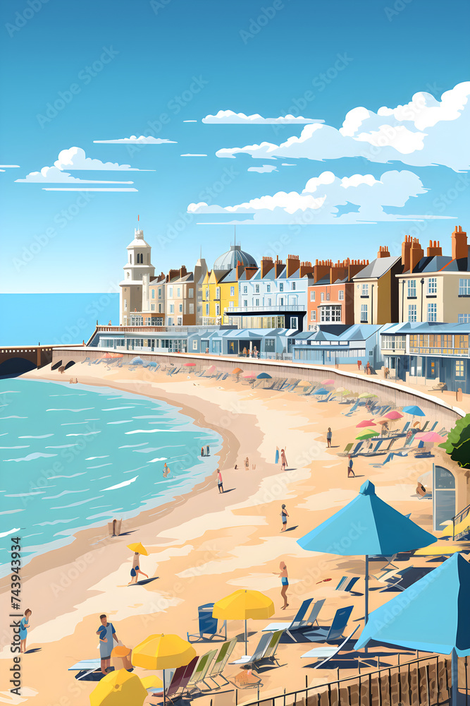 Charming Sunrise/Sunset at a Classic British Seaside Town with Victorians and a Pier