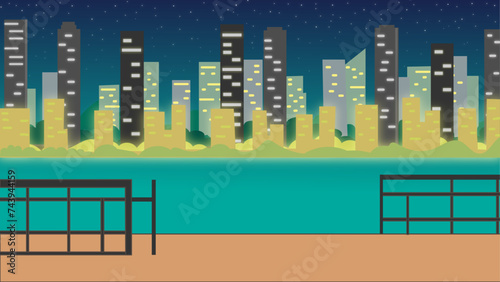 building at night, city night, city of light, city of dream , river , dreamy sky .