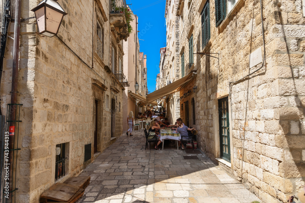 Dubrovnik, Croatia - August 03,2023: Stradun street, the unesco world heritage of old town Dubrovnik in Croatia.