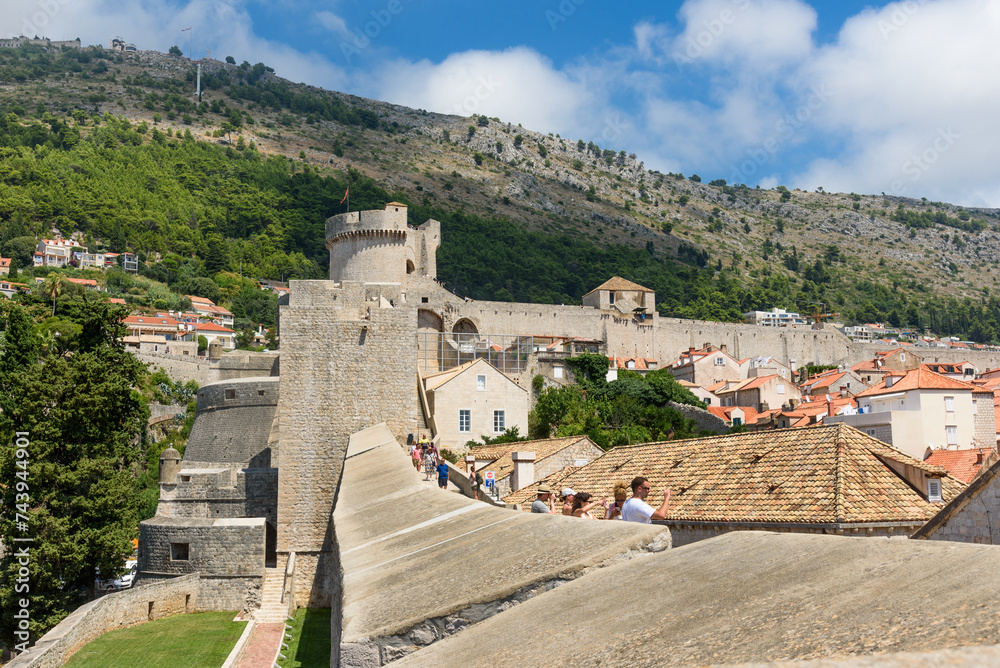 Dubrovnik, Croatia - August 03,2023: The Minceta Fortress is one of the four fortresses of Dubrovnik city walls in Croatia