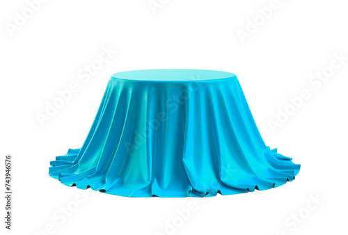 Round box covered with satin fabric. Png clipart isolated on transparent background