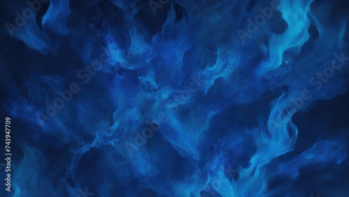 Abstract Blue patterns burn in fiery flames