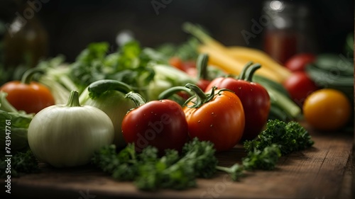 fresh vegetables on a wooden table