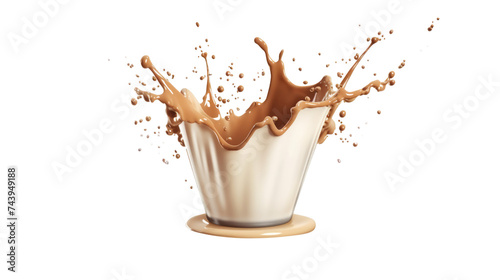 Milk and coffee splash on the transparent background