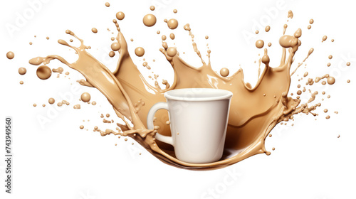 Milk and coffee splash on the transparent background