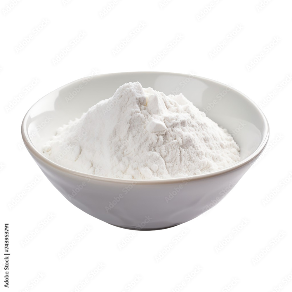 Bowl of wheat flour. isolated on transparent background.