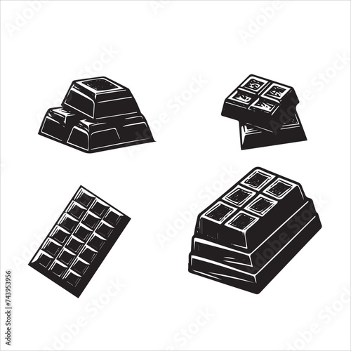 Set of chocolate bar vector. Chocolate bar silhouettes