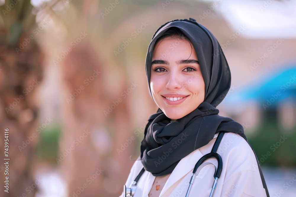 Arab female doctor in medical uniform smile, healthcare and medicine Arab female doctor in medical uniform smile, healthcare and medicine