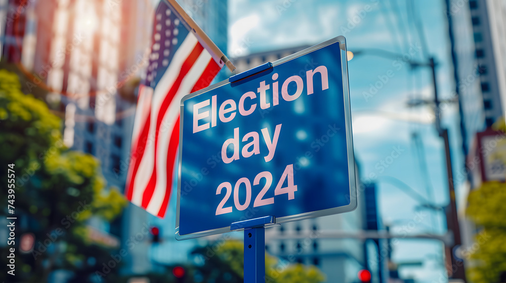 Election 2024, American Presidential Election 2024 in New York City. Presidential election, voting concept.