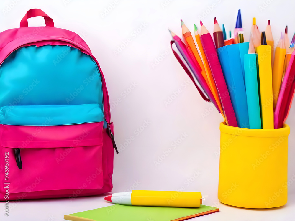 Fototapeta premium School backpack and accessories.