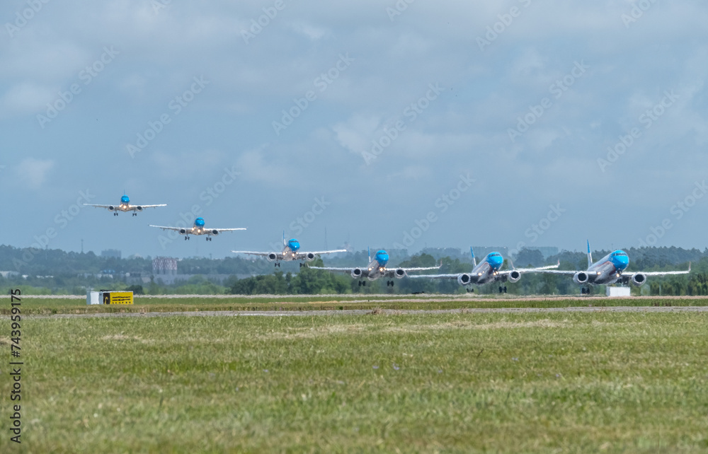 sequence of a passenger plane landing at Carrasco airport, Uruguay sequence of a passenger plane landing at Carrasco airport, Uruguay