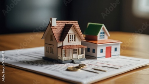 closeup of toy building model buying home real estate business financial concept