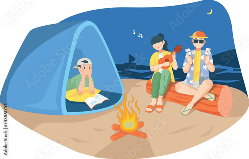 vector image of people on holiday and going traveling