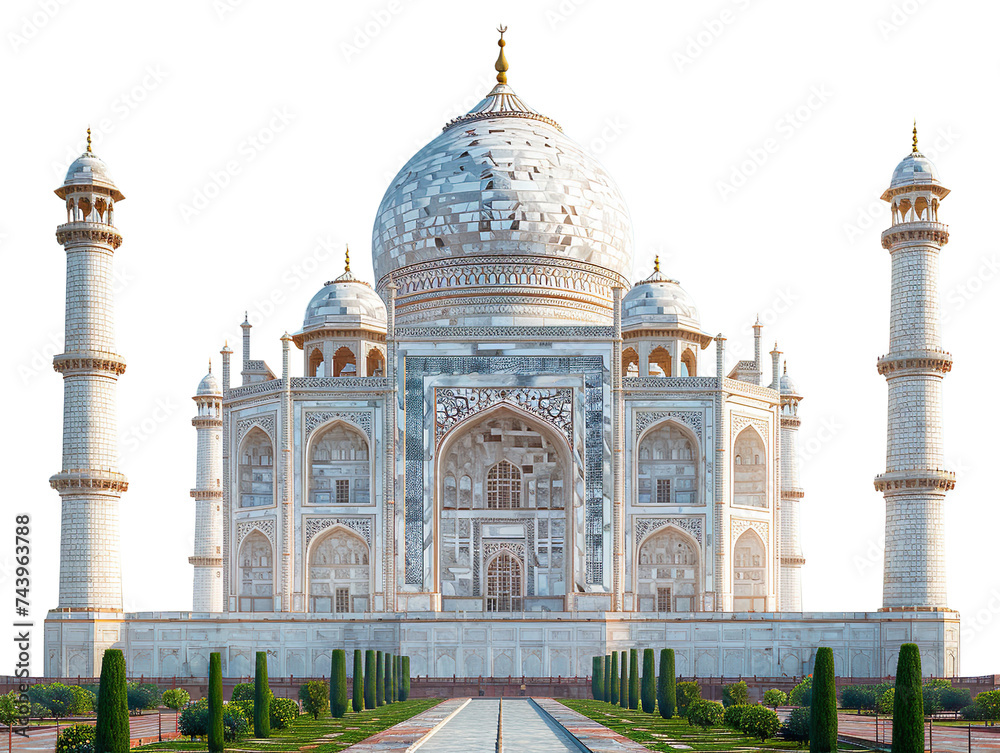 Taj Mahal isolated on white background