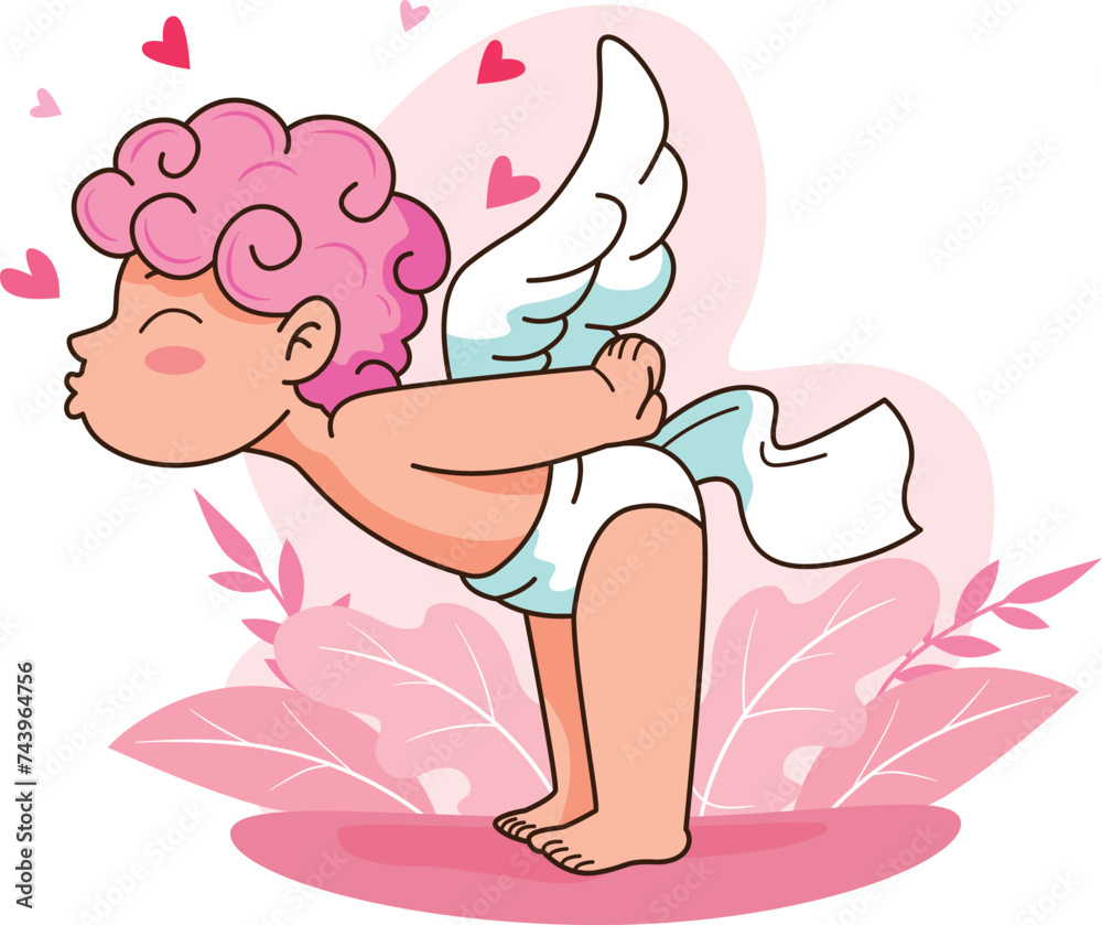 vector image of a little angel happily celebrating Valentine's Day vector image of a little angel happily celebrating Valentine's Day