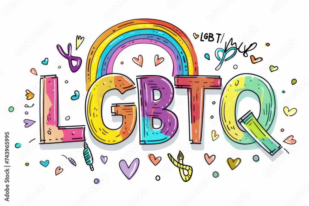 Fototapeta premium LGBTQ Pride bewitching. Rainbow lemon curry colorful labor movement diversity Flag. Gradient motley colored student LGBT rights parade festival lavender diverse gender illustration