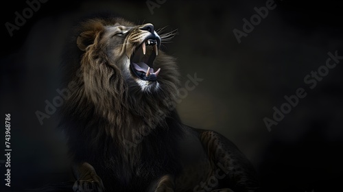 Asian Lion in Its Natural Habitat  Majestic Apex Predator Roaming Savanna Plains