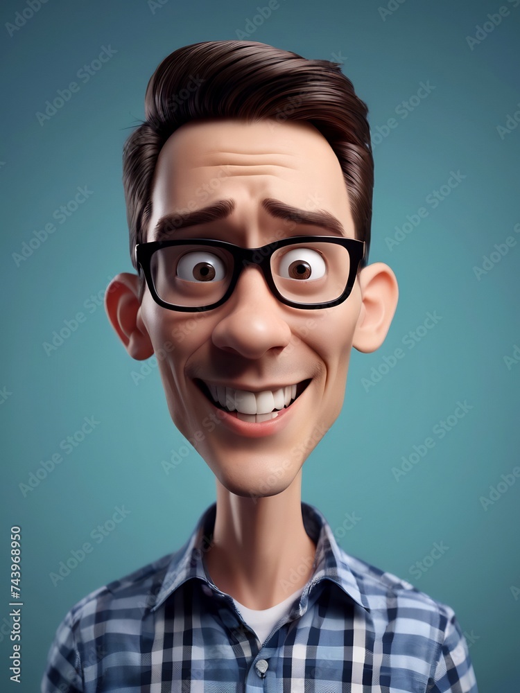3d portrait cartoon caricature illustration, playful cartoon humorous portrait caricature, whimsical caricature