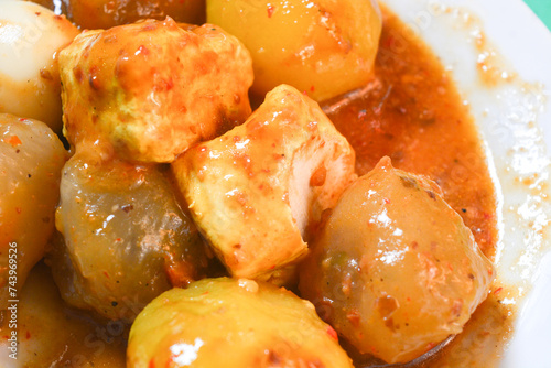 siomay,indonesian traditional food, steamed fish dumpling with peanut sauce