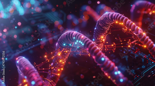 A close up of a CRISPR Cas9 gene editing tool manipulating DNA strands with glowing markers indicating the precise spots of genetic alteration The