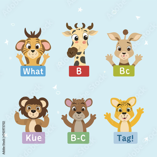 2d vector illustration for  learning cartoon character design for letters of the English language