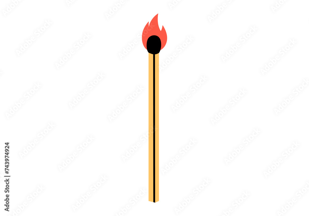 Hand drawn cute cartoon illustration of burning match. Flat vector outdoor fire equipment sticker in colored doodle style. Wooden stick in flame icon. Mental burnout. New idea or startup. Isolated. Hand drawn cute cartoon illustration of burning match. Flat vector outdoor fire equipment sticker in colored doodle style. Wooden stick in flame icon. Mental burnout. New idea or startup. Isolated.