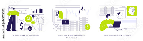 Artificial Intelligence for financial management abstract concept vector illustrations.