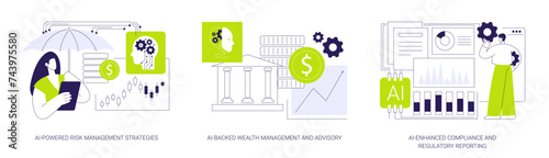 Accounting and Financial Management with AI abstract concept vector illustrations.