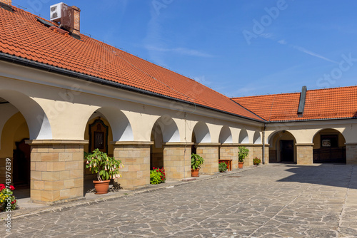 Courtyard of 17th century Passion and Marian sanctuary of Bernardine Fathers, Kalwaria Zebrzydowska, Poland. photo