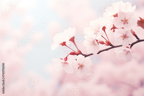 Soft pink cherry blossoms with rosy  ethereal glow