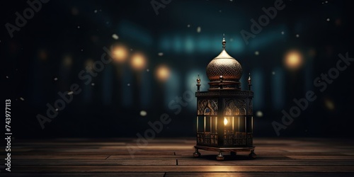 Vintage arabic lantern, theme of Eid-al-Adha, the Feast of Sacrifice. Generative AI