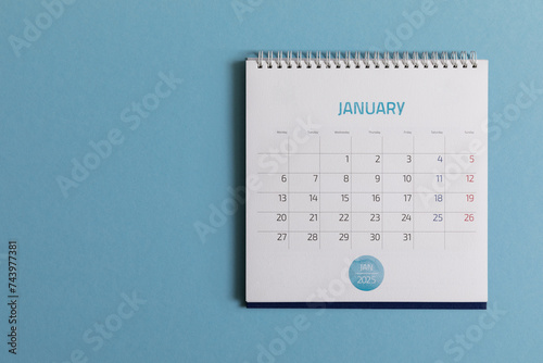 Date - month January 2025. Page of annual monthly calendar - January 2025