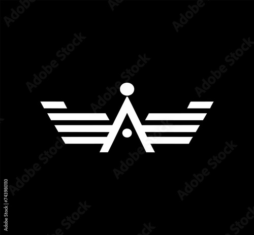 Wing with star icon. Military badge. Army wings symbol. Wings army collection signs.