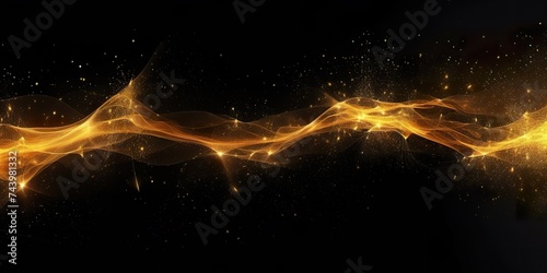 minimalistic design Dark background with traces of golden sparks, abstract pattern with gold lines