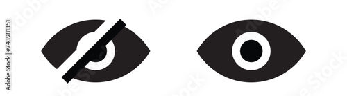 Eye password hidden view private vector icon. Hidden eye password look web icon design photo