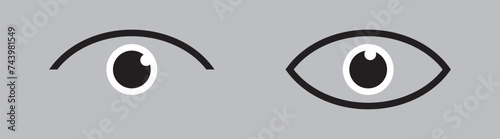 Eye icon set. Eye and crossed eye signs. See and unsee symbol. Hide or show password. Vector illustration.