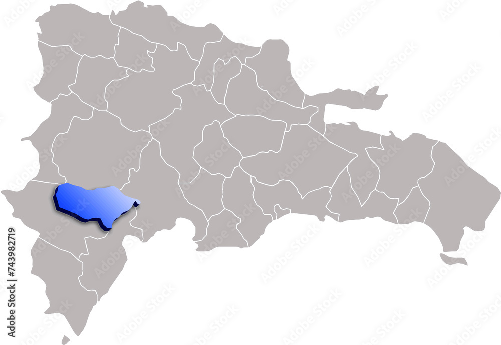 Fototapeta premium BAHORUCO DEPARTMENT MAP STATE OF Dominican Republic 3D ISOMETRIC MAP