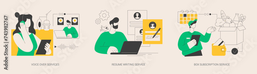 Online based jobs abstract concept vector illustrations.