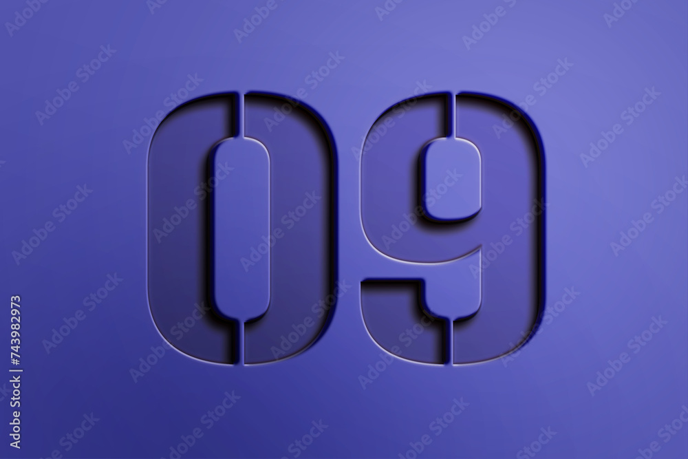 Cute 3d blue number 09 logo design. Cute 3d blue number 09 logo design.