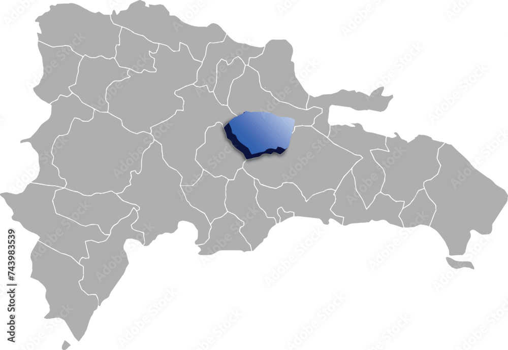 Fototapeta premium SANCHEZ RAMIREZ DEPARTMENT MAP STATE OF Dominican Republic 3D ISOMETRIC MAP