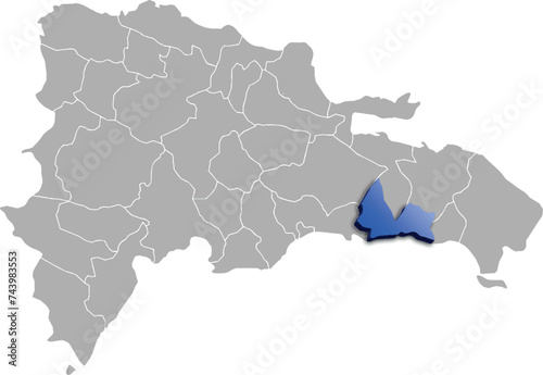 SAN PEDRO DE MACORIS DEPARTMENT MAP STATE OF Dominican Republic 3D ISOMETRIC MAP photo