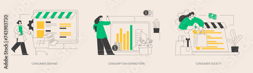 Consumer society abstract concept vector illustrations.
