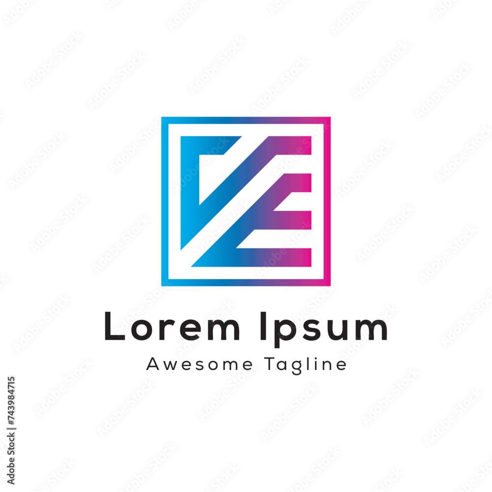 vector ve letter square box logo design vector ve letter square box logo design