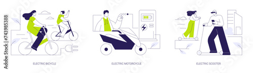 Personal urban transport abstract concept vector illustrations.