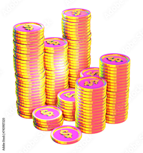 Stack of coins investment money for finance wealth and banking 3d concept