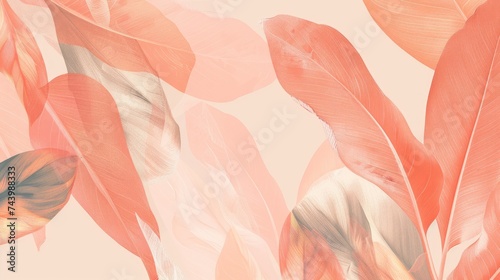 Pastel natural foliage pattern with abstract peach color